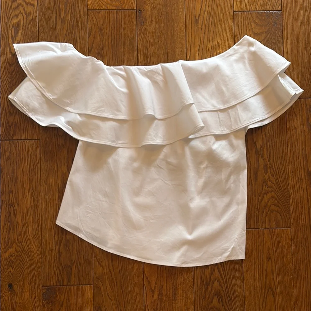 White Off-Shoulder Ruffle Top - Picture 2 of 2